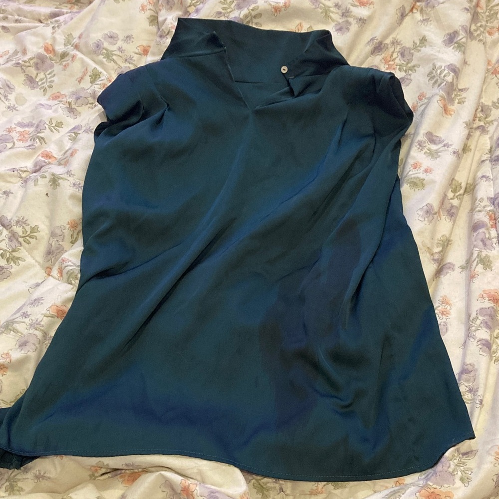 Entro Teal High-Collar Blouse
